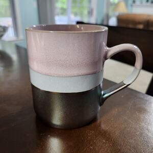 NWOT La Rochelle Stoneware Mug Mauve & Gray Ombre Design Metallic 16 oz Y2K